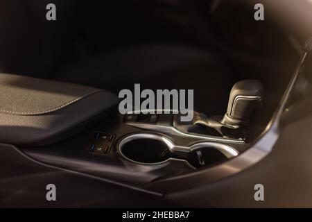 automatic gear parked inside modern vehicle car automobile Stock Photo