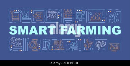 Smart farming innovations word concepts blue banner Stock Vector