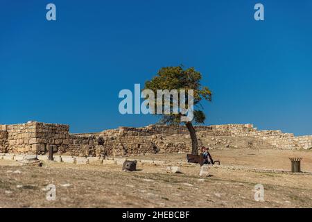 AMMAN, JORDAN - SEPTEMBER 27, 2021: Amman citadel, a historical site at the center of downtown Amman Stock Photo