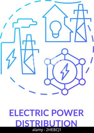 Electric power distribution blue gradient concept icon Stock Vector
