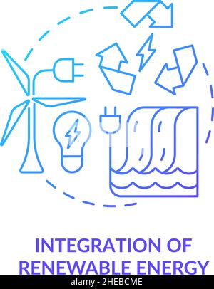 Integration of renewable energy blue gradient concept icon Stock Vector