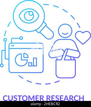 Customer research blue gradient concept icon Stock Vector