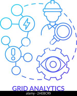 Grid analytics blue gradient concept icon Stock Vector