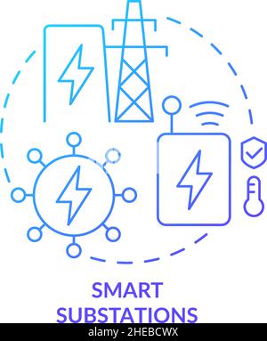 Smart substations blue gradient concept icon Stock Vector