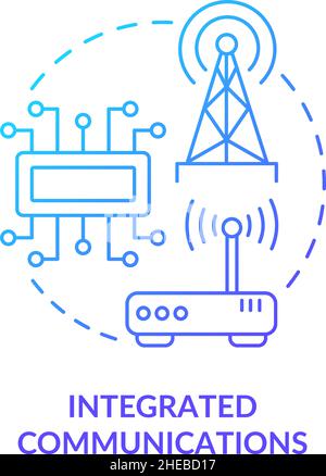 Integrated communications blue gradient concept icon Stock Vector