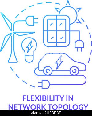 Flexibility in network topology blue gradient concept icon Stock Vector