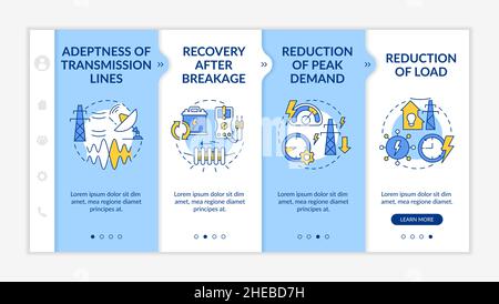 Applications of smart grid blue onboarding mobile app screen Stock ...