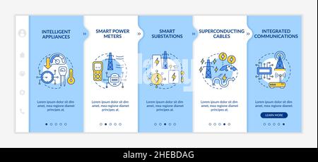 Smart grid components blue and white onboarding template Stock Vector
