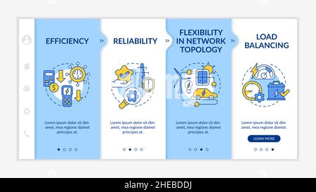 Smart grid features blue and white onboarding template Stock Vector