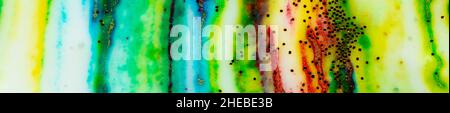 Banner multicolored stripes of paint covered with sparkles. Stock Photo