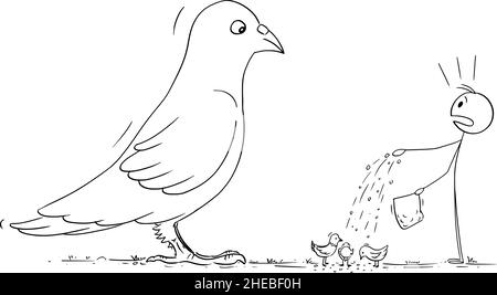 Pigeon, City Bird. Cartoon Funny Pigeon With A Suspicious Look. Crazy ...