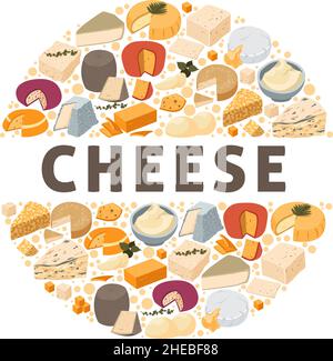 Cheese assortment variety of dairy products banner Stock Vector