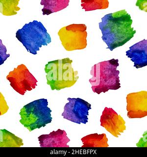Seamless pattern of Abstract watercolor blot elements textured isolated illustration for grunge templates design. Wet effect hand drawn canvas aquarel Stock Photo