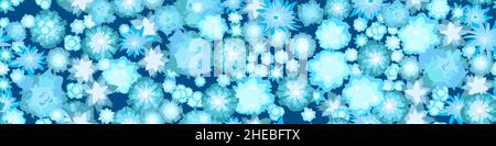 Winter landscape top view. Snowy frosty nature in cold season. From high. White drifts of snow. Seamless Illustration in cartoon style flat design Stock Vector