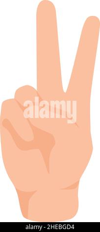 Two finger or symbol peace isolated on white. Vector hand two finger, symbol v up, signal peaceful gesturing illustration Stock Vector