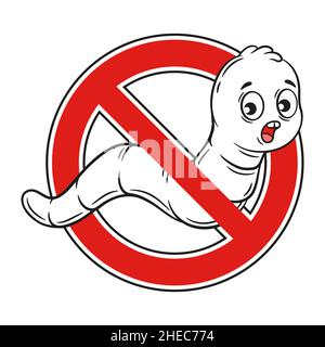 Stop worm helminth parasite, plant pest insect control icon. Anthelmintic drug. Insecticide  for garden parasitic larva bug. Medical treatment. Vector Stock Vector