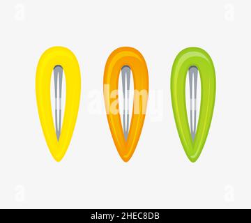Set of Hair pin orange, yellow, green color Stock Vector