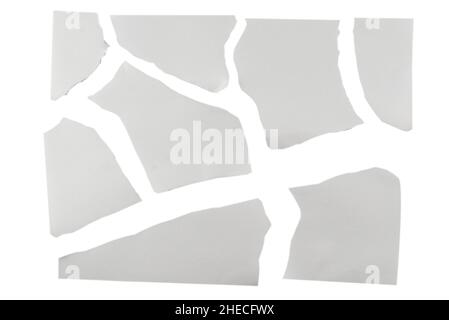 Empty white paper pieces isolated. Space for text or design. Stock Photo