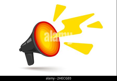 Vector icon of vintage megaphone for breaking news or sale. Vector retro black megaphon Stock Vector