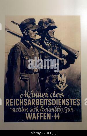 France, Bas Rhin, Schirmeck, Alsace Moselle Memorial, museum dedicated to the history of Alsace and Moselle from 1870 til the European construction, Nazi propaganda poster Stock Photo