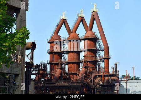 France, Moselle, Fensch Valley, Uckange steel mill, Blast furnace U4 park Stock Photo