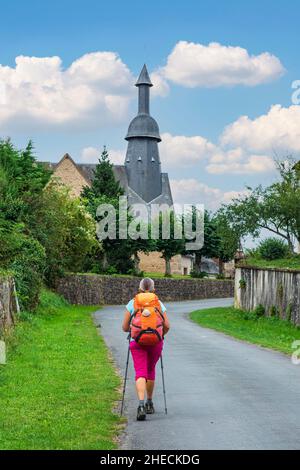 France, Creuse, Saint-Germain-Beaupre, hike on the Via Lemovicensis or Vezelay Way, one of the main ways to Santiago de Compostela, 16th century Saint-Germain church Stock Photo