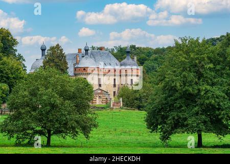 France, Creuse, Saint-Germain-Beaupre, village on the Via Lemovicensis or Vezelay Way, one of the main ways to Santiago de Compostela, 16th century castle Stock Photo