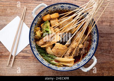 Sheffield UK - 9 May 2018 :Delicious Asian food from Saha Skewer Stock Photo