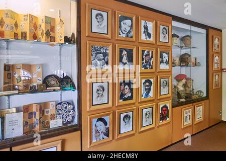 France, Pyrenees Atlantiques, Bearn, Nay, Beret Museum, Showcases and photographs of personalities wearing berets Stock Photo