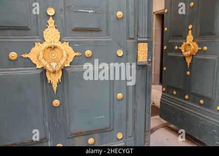 door of the hôtel de la païva in paris (france) Stock Photo