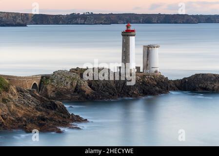 France, Finistere, Iroise Sea, Goulet de Brest, Plouzane, Pointe du Petit Minou, Petit Minou Lighthouse Stock Photo