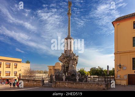 CORDOBA ANDALUCIA SPAIN  THE TRIUMPH OF SAINT RAPHAEL MONUMENT Triunfo de San Rafael de la Puerta del Puente Stock Photo