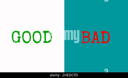 Good vs Bad Words on Scale Weighing Positives vs Negatives Stock Photo ...