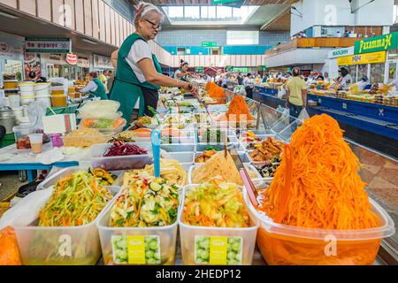 Pickled vegetables in the Almaty Central Market (Zeleny Bazar) in Almaty Kazakhstan Stock Photo