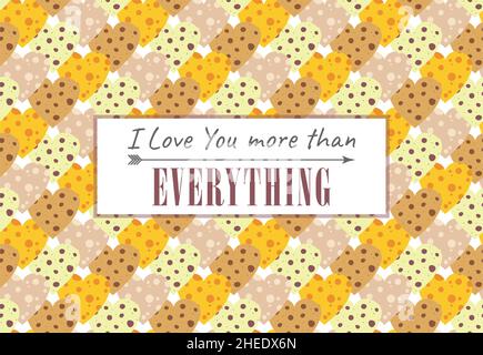 Pattern for festive wrapping of gifts for Valentine's Day. Background with funny cute hearts. Original pattern for postcards. Hearts of cookies Stock Vector