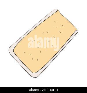 Gentle light yellow Italian milk cheese. Simple icon for design of menus, social networks, sites, packages of goods, emblems, labels, logos. Stock Vector