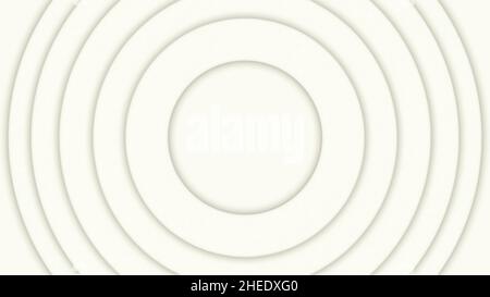 Light grey circle frames moving, widen and narrow down on white background, monochrome. Overlapped rounds, radar waves screen close up. Stock Photo