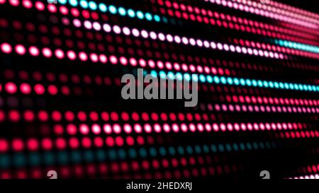 Animation of moving colorful dots in line. Flashing lights on a background. Stock Photo