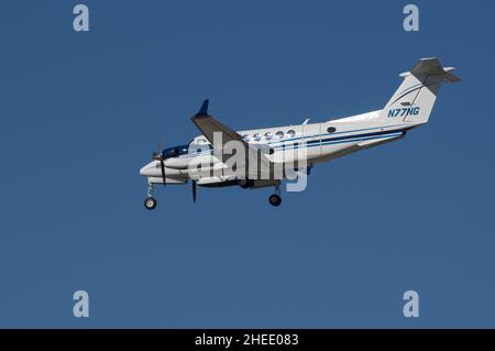 Los Angeles, CA, USA - January 9 2022: image 2016 Textron Aviation Inc B300 of with registration N77NG shown approaching LAX, Los Angeles Internationa Stock Photo