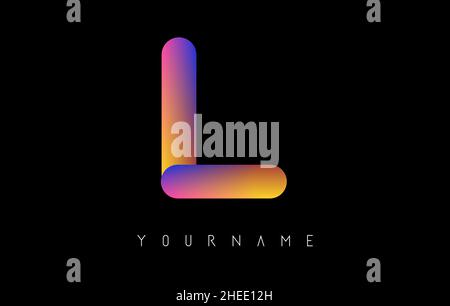 Letter L logo with rainbow 3d gradient. Creative vector illustration with typographic and vibrant gradient shape. Liquid color path. Stock Vector