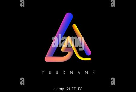 Letter A logo with rainbow 3d gradient. Creative vector illustration with typographic and vibrant gradient shape. Liquid color path. Stock Vector