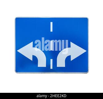 Road sign with opposite arrows on two rod Stock Photo