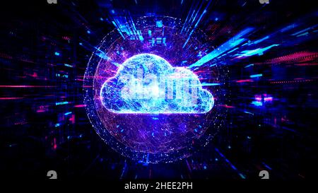 Cloud computing technology on Digital world. Abstract blue background ...