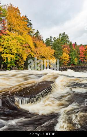 Rapids above Buttermilk Falls, Raquette River, Adirondack Park, Hamilton County, New York Stock Photo