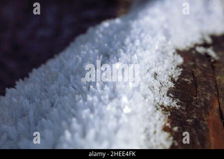 Soft Rime on a Log Stock Photo