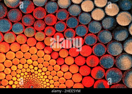 Persian carpet of original design, background. Bright carpet with a geometric pattern on the wall, floor. Decorative materials kilim for the interior Stock Photo