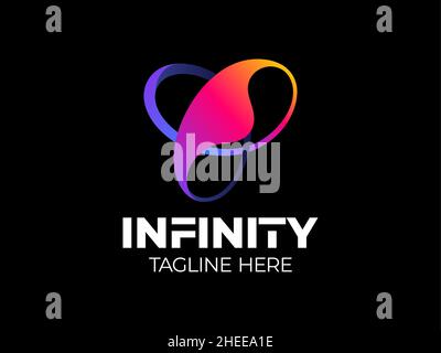 Trinity infinity logo vector. triple knot Loop logotype. endless logo, like rainbow ribbon. Infinity abstract emblem. Stock Vector