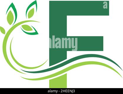 Letter F Icon with floral logo design template illustration vector Stock Vector
