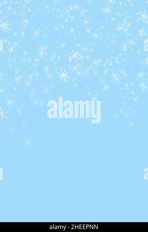 Blue winter background with hand drawn falling snow Stock Photo