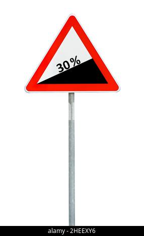 Triangle road sign dangerous Stock Photo